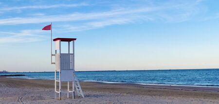 Lifeguard tower on the beachの写真素材