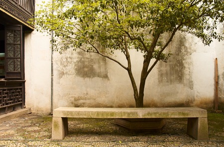 Chinese older town,bench
