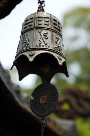 chinese temple bell close upの写真素材
