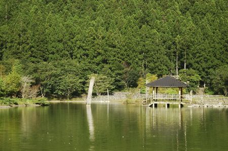 pavilion in lake の写真素材