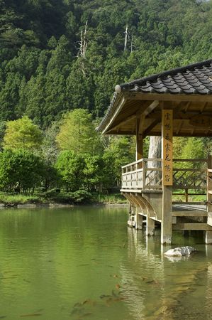 pavilion in lake  close upの写真素材