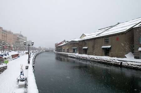 Otaru City,Japan,December,18th,2009:Otaru Canal in snowing のeditorial素材
