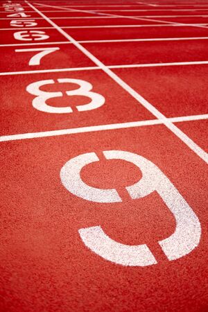 racetrack in red with number nine close up