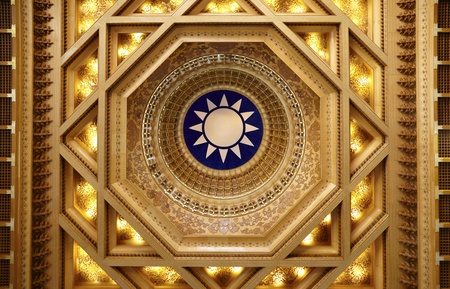 Taipei,Taiwan, February, 12th, 2012 Chiang Kai-shek Memorial Hall inner roof detail close upのeditorial素材
