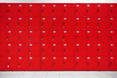 deposit locker boxes in red colorの写真素材