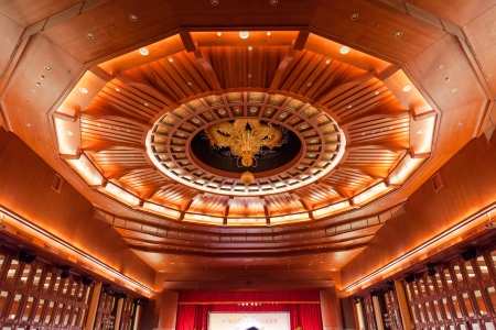 2012, october , 25th - Taipei city , Taiwan : The grand ballroom  of The Grand Hotel interior view, The most famous classical chinese style hotel and historic building in Taiwanのeditorial素材