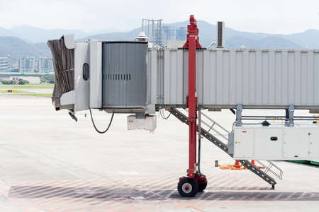 Airport Jet Bridge close up without flightの写真素材
