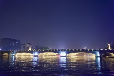 Guilin City, Taipei,  March, 23th, 2014, night sight sencery of Two River and Four Lakes. It is a popular tour spot of Guilin Cityのeditorial素材