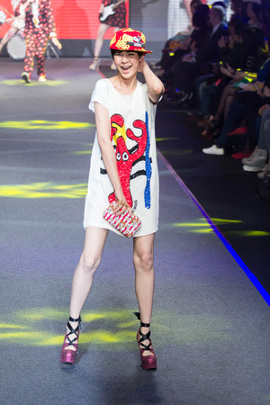 Taipei City, Taiwan, April, 9th, 2015, Taipei in style fashion show models on runwayのeditorial素材