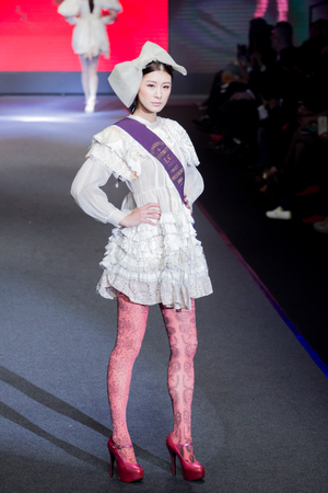 Taipei City, Taiwan, April, 9th, 2015, Taipei in style fashion show models on runwayのeditorial素材