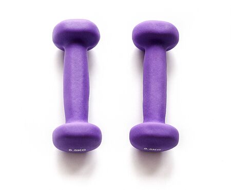 Dumbbells for gymnastics on a white backgroundの写真素材