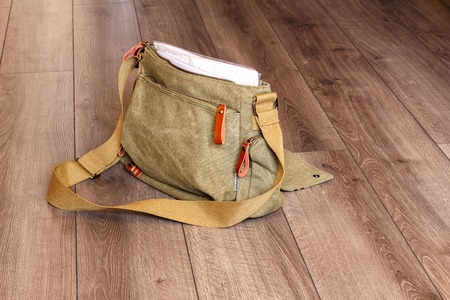 Nice and beautiful adventure haversack bag.Texture coarse clothの写真素材