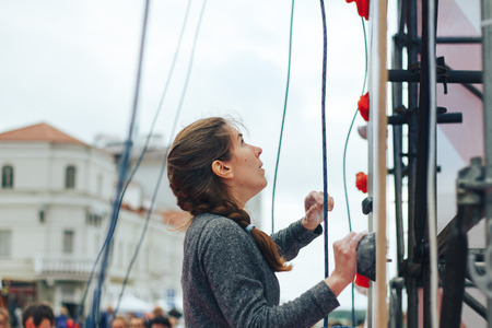 MINSK, BELARUS.JULY 29 2017 Competitions in rock-climbingのeditorial素材