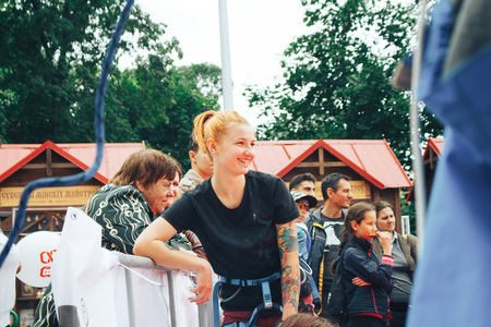 MINSK, BELARUS.JULY 29 2017 Competitions in rock-climbingのeditorial素材