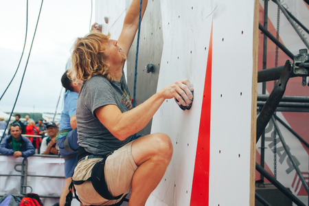 MINSK, BELARUS.JULY 29 2017 Competitions in rock-climbingのeditorial素材