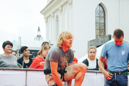 MINSK, BELARUS.JULY 29 2017 Competitions in rock-climbing