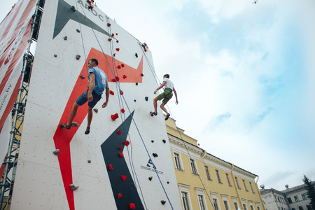 MINSK, BELARUS.JULY 29 2017 Competitions in rock-climbingのeditorial素材
