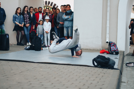 Photo for MINSK, BELARUS.JULY 22 2017 Acrobats on the street - Royalty Free Image