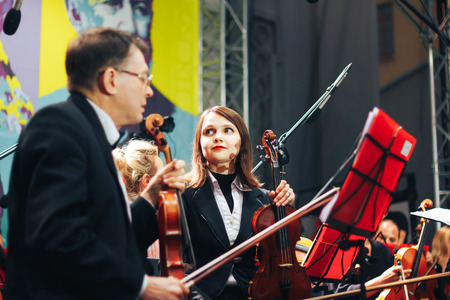 MINSK, BELARUS.JULY 29, 2017. Symphonic orchestra performanceのeditorial素材