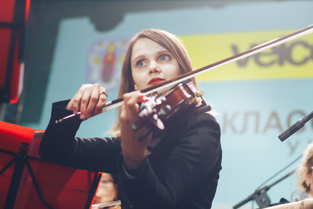 MINSK, BELARUS.JULY 29, 2017. Symphonic orchestra performanceのeditorial素材