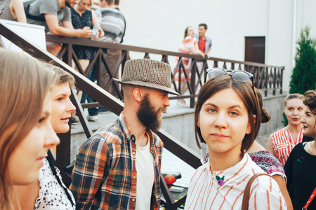 MINSK, BELARUS.JULY 29, 2017 People watching the performance on the streetのeditorial素材