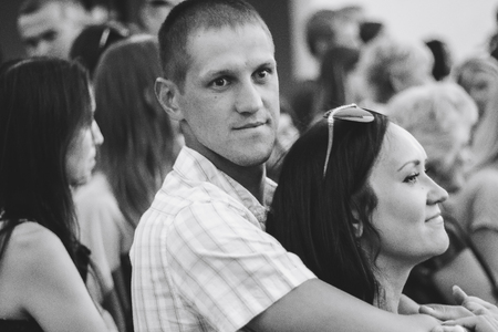MINSK, BELARUS.JULY 29, 2017 People watching the performance on the streetのeditorial素材