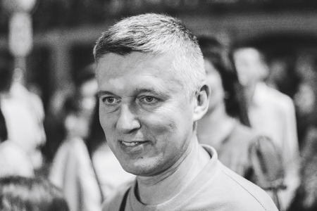 MINSK, BELARUS.August 5, 2017 Male posing in front of cameraのeditorial素材