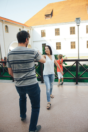 MINSK, BELARUS.August 12, 2017 Couples dancing outdoors on the streetのeditorial素材