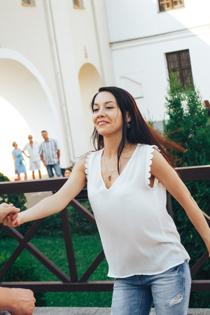 MINSK, BELARUS.August 12, 2017 Couples dancing outdoors on the streetのeditorial素材