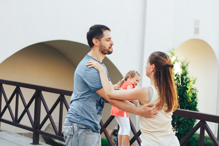 MINSK, BELARUS.August 12, 2017 Couples dancing outdoors on the streetのeditorial素材