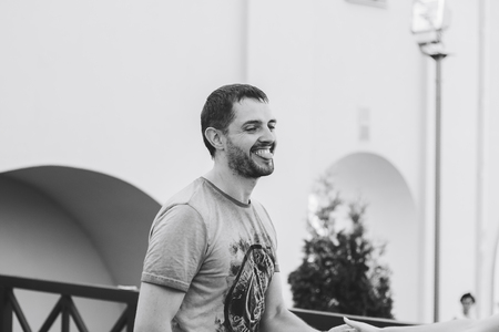 MINSK, BELARUS.August 12, 2017 Couples dancing outdoors on the streetのeditorial素材