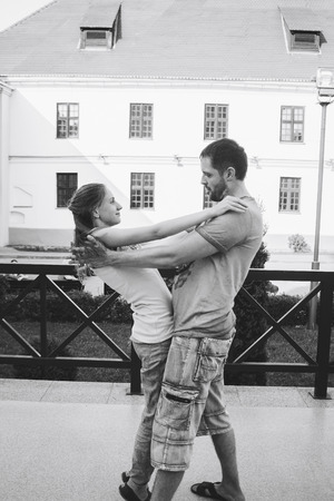 MINSK, BELARUS.August 12, 2017 Couples dancing outdoors on the streetのeditorial素材
