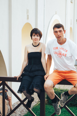 MINSK, BELARUS.August 12, 2017 Couples dancing outdoors on the streetのeditorial素材