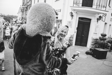 MINSK, BELARUS.August 19, 2017. Animator on the streetのeditorial素材