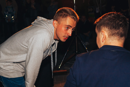 MINSK, BELARUS.September23,2017 A group of people talking on the streetのeditorial素材