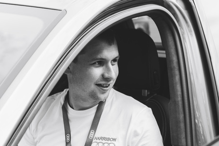 MINSK, BELARUS.August 26, 2017. Test drive audi. A man is sitting in the carのeditorial素材