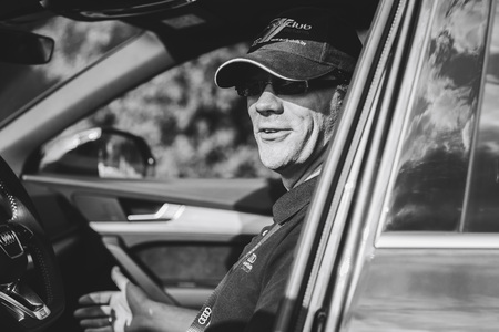 MINSK, BELARUS.August 26, 2017. Test drive audi. A man is sitting in the carのeditorial素材