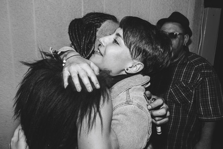 MINSK, BELARUS.September 1 , 2017. The guy and the girl are hugging