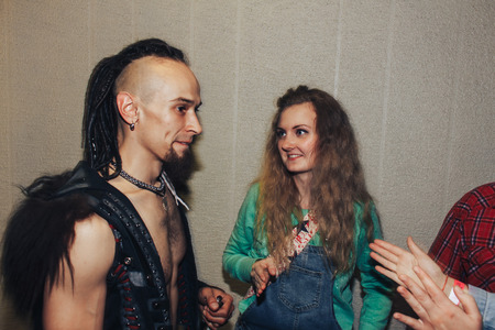 MINSK, BELARUS.September 1 , 2017. The guy with the girl talkingのeditorial素材