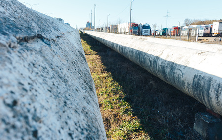 Heating pipelines. Straight and bending sections .Outdoor