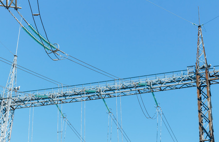 Power transmission line on high voltage post.