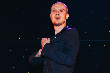 MINSK, BELARUS November 4 2017 International Illusion Festival MAGIC 2017 The male magician shows the performance on stageのeditorial素材