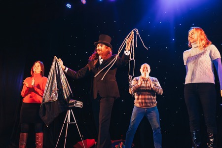 MINSK, BELARUS November 4 2017 International Illusion Festival MAGIC 2017 A group of people show a performance on stageのeditorial素材