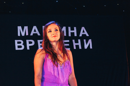 MINSK, BELARUS November 4 2017 International Illusion Festival MAGIC 2017 The magician girl shows the performance on stageのeditorial素材