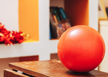 The ball for gymnastics lies at homeの写真素材
