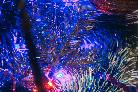 Christmas tree is standing in the room shooting close-upの写真素材