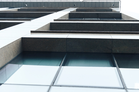 Office building Large glass display cases with reflection