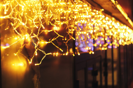 Illumination of shop windows during the New Year holidaysの写真素材