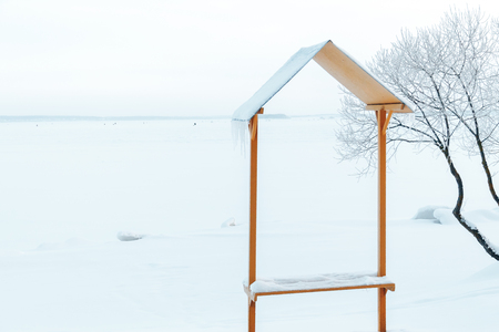 The frozen lake is a frozen place for summerの写真素材