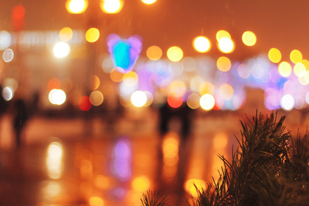 View of city streets in the evening blurred viewの写真素材